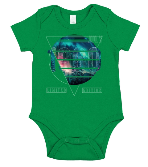 Limited Edition 1960 July Birthday Polar Lights Short Sleeve Baby One-Piece
