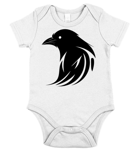 Raven Tattoo Portrait With Wings Short Sleeve Baby One-Piece