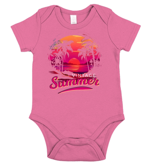 Retro Vintage Summer Sunset Beach Short Sleeve Baby One-Piece