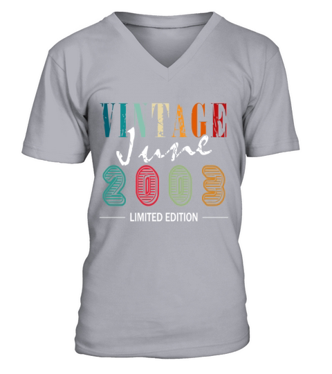 20th Birthday Vintage June 2003 Original 2003 V-Neck T-shirt