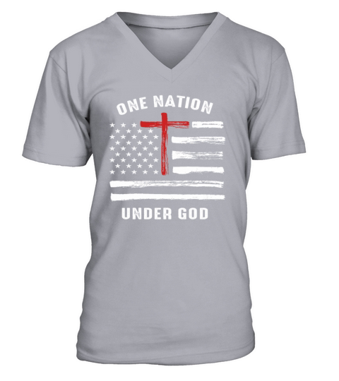 Christian Faith Family Vintage USA Flag V-Neck T-shirt