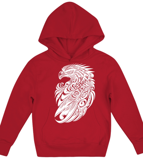 Eagle In Vintage Tattoo Tribal Feather Style Kids Hoodie