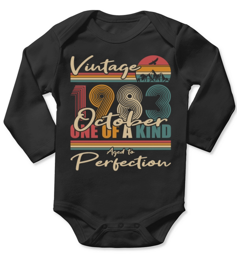 40th birthday october 1983 vintage 1983 Long Sleeve Baby One-Piece