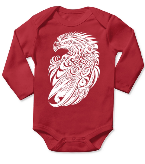 Eagle In Vintage Tattoo Tribal Feather Style Long Sleeve Baby One-Piece