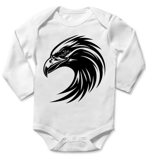 Elegant Tribal Eagle Logo In Tattoo Style Long Sleeve Baby One-Piece