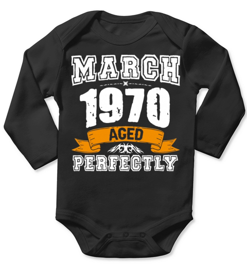 March 1970 Vintage Birthday Present Long Sleeve Baby One-Piece