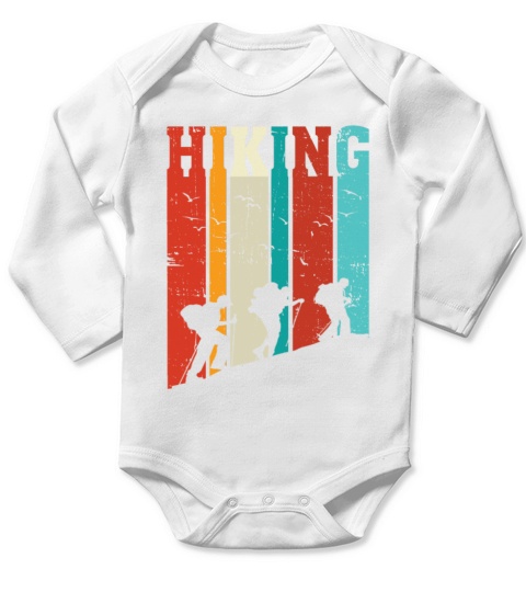 RETRO HIKING AVENTURE FUN T SHIRT CLASSIC Long Sleeve Baby One-Piece