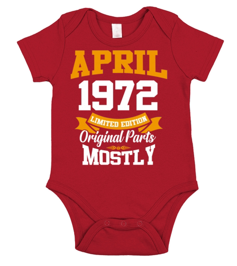 April 1972 Vintage Birthday Present Short Sleeve Baby One-Piece