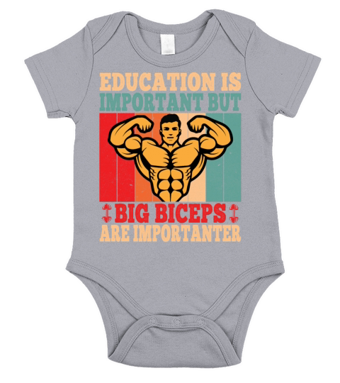 Big Biceps Are Importanter Funny Workout Gym Short Sleeve Baby One-Piece