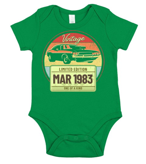 Vintage March 1983 Limited Edition One of a Kind Short Sleeve Baby One-Piece