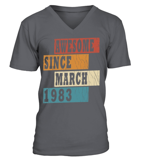 40th Birthday Legendary March 1983 Vintage 83 V-Neck T-shirt