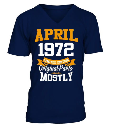 April 1972 Vintage Birthday Present V-Neck T-shirt