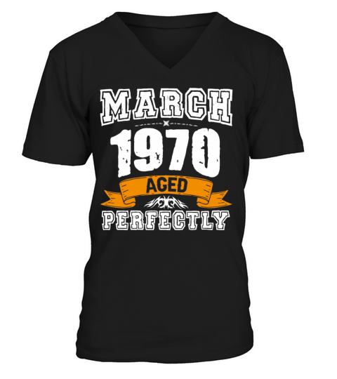 March 1970 Vintage Birthday Present V-Neck T-shirt