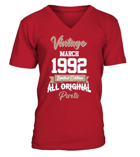 March 1992 Vintage Birthday Present V-Neck T-shirt