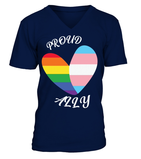 Proud Ally LGBT Heart Gay V-Neck T-shirt