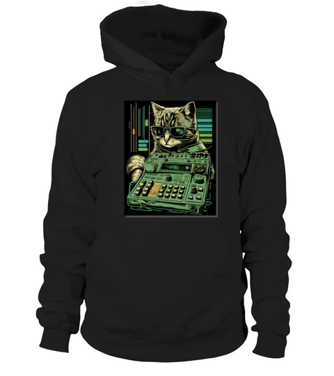Cat Synthesizer Analogue Synth Vintage Studio Gear Hoodie Unisex