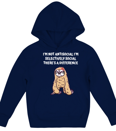 Im Not Antisocial Im Selectively Social Funny Sarc Kids Hoodie