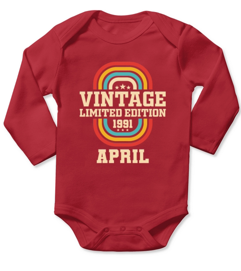 32nd birthday April vintage 1991 vintage Long Sleeve Baby One-Piece