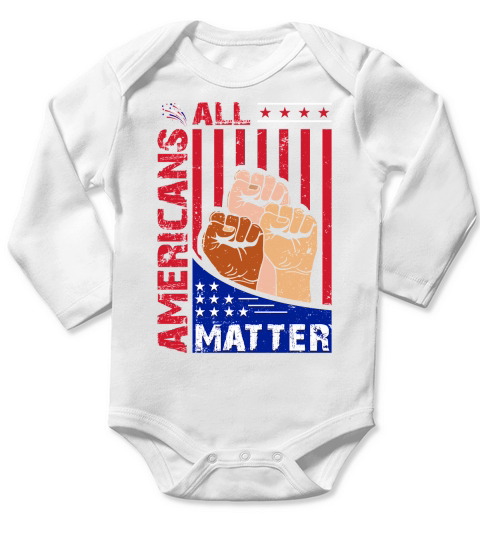 All Americans Matter 4th July Long Sleeve Baby One-Piece