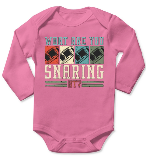 Snare Drum What Are You Snaring Retro Instrument Long Sleeve Baby One-Piece