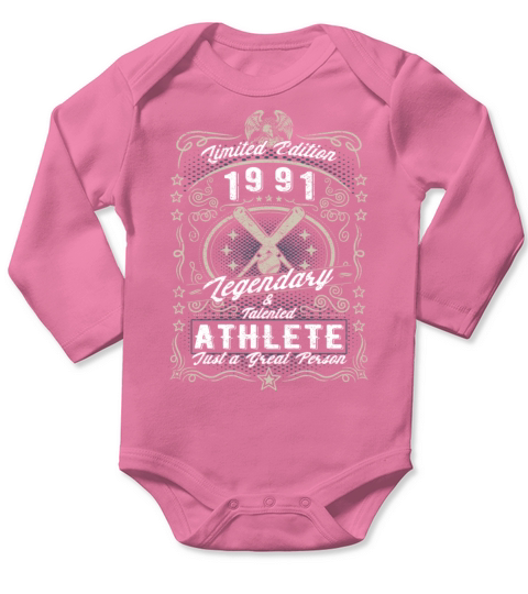Vintage 1991 Baseball Birthday Gift Sport Hobby Long Sleeve Baby One-Piece