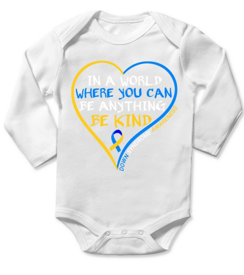 World Down Syndrome Day 2023 Be Kind Down Syndrome Long Sleeve Baby One-Piece