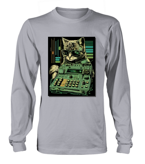 Cat Synthesizer Analogue Synth Vintage Studio Gear Long sleeved Unisex
