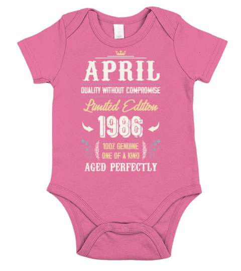 April 1986 Vintage Birthday Present Short Sleeve Baby One-Piece