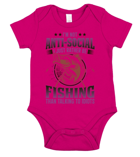 Im not antisocial id just rather be fishing Short Sleeve Baby One-Piece