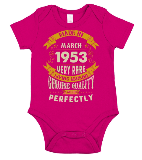 March 1953 Vintage Birthday Present Short Sleeve Baby One-Piece