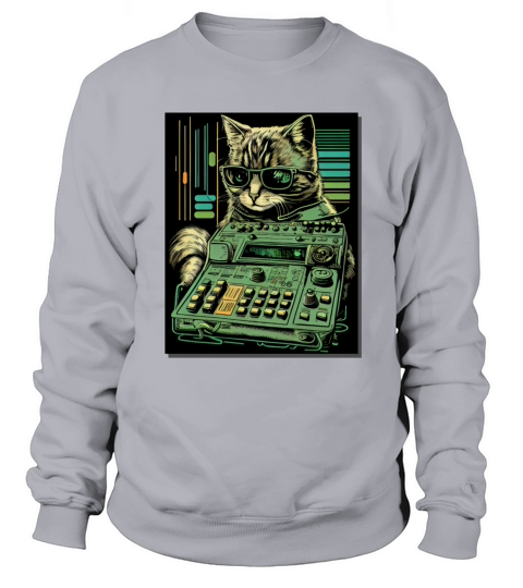 Cat Synthesizer Analogue Synth Vintage Studio Gear Sweatshirt Unisex