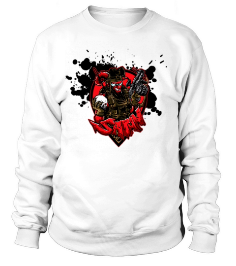 Smiling satan with gun and skull Sweatshirt Unisex