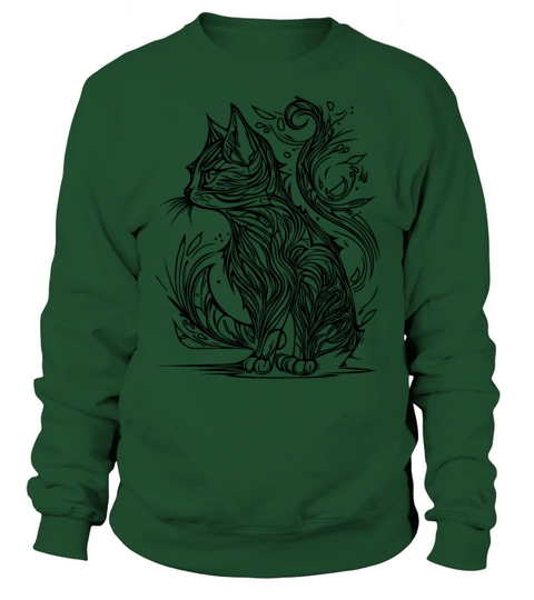 Tattoo Lines Tribal Style Vintage Cat Sweatshirt Unisex