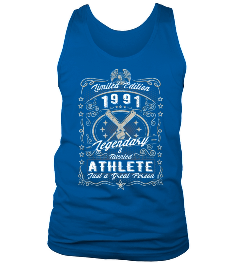 Vintage 1991 Baseball Birthday Gift Sport Hobby Tank Top Unisex