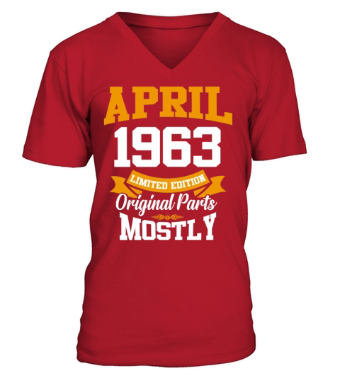 April 1963 Vintage Birthday Present V-Neck T-shirt