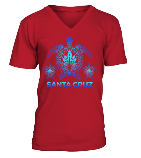 Vintage Santa Cruz California CA Turtle Souvenirs V-Neck T-shirt
