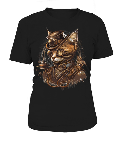 Steampunk Cat Industrial Kitten Vintage Mechanical Women's T-Shirt