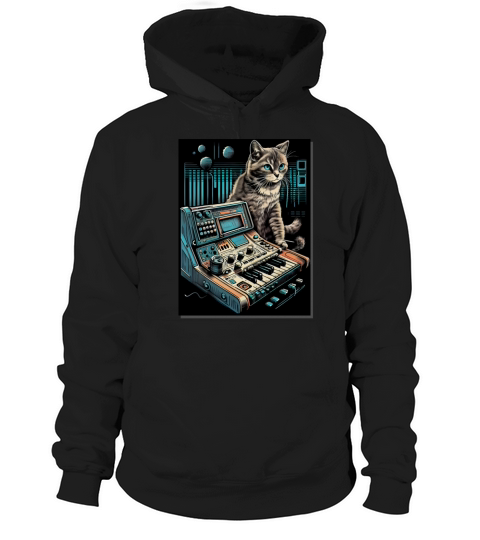 Cat Synthesizer Analogue Synth Vintage Studio Gear Hoodie Unisex