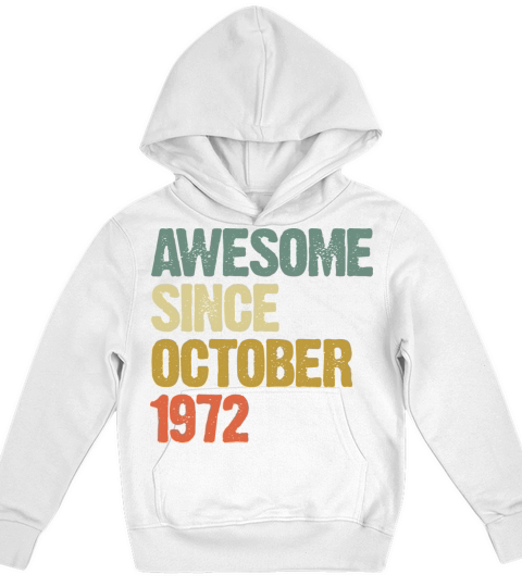 Awesome Since October 1972 Retro Vintage Gift Kids Hoodie