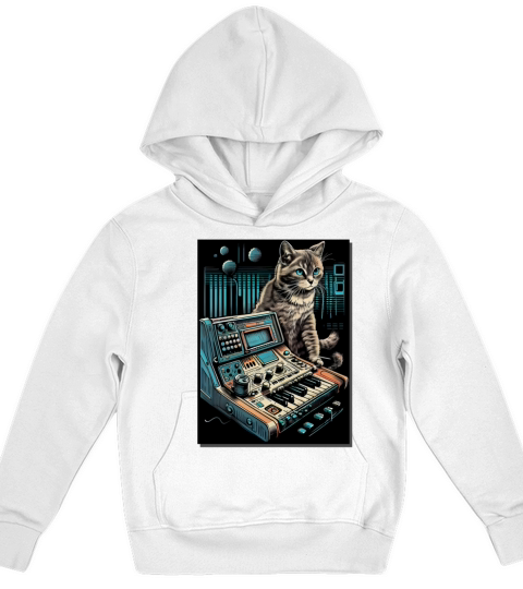 Cat Synthesizer Analogue Synth Vintage Studio Gear Kids Hoodie
