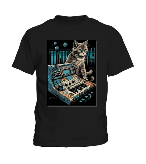 Cat Synthesizer Analogue Synth Vintage Studio Gear Kids T-Shirt