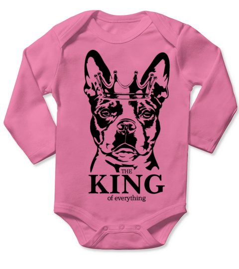 Boston Terrier King of Everything dog dad Long Sleeve Baby One-Piece