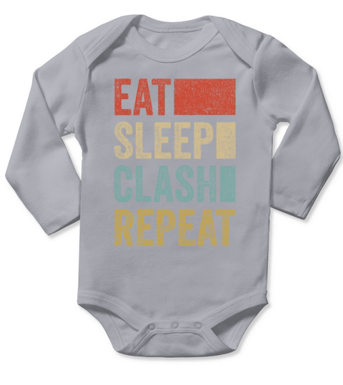 Eat Sleep Clash Repeat Vintage Gaming Clan Long Sleeve Baby One-Piece