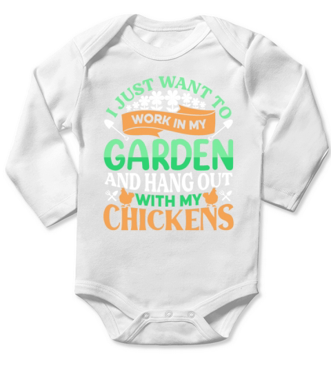 Green Garden Hangout With My Chickens Long Sleeve Baby One-Piece