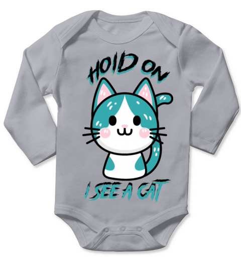 Hold On I See A Cat Vintage Cat Mom Kitten Long Sleeve Baby One-Piece