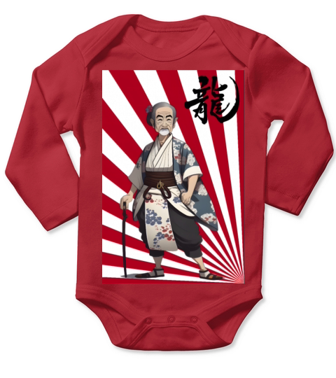 Japanese Old Man in Traditional Japan Clothing Long Sleeve Baby One-Piece