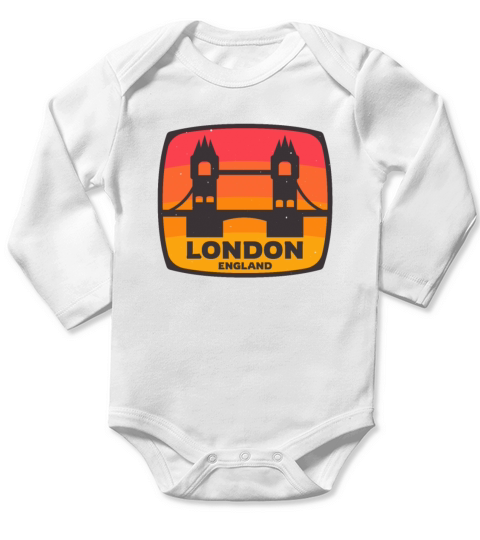 London England Tower Bridge Retro UK Long Sleeve Baby One-Piece