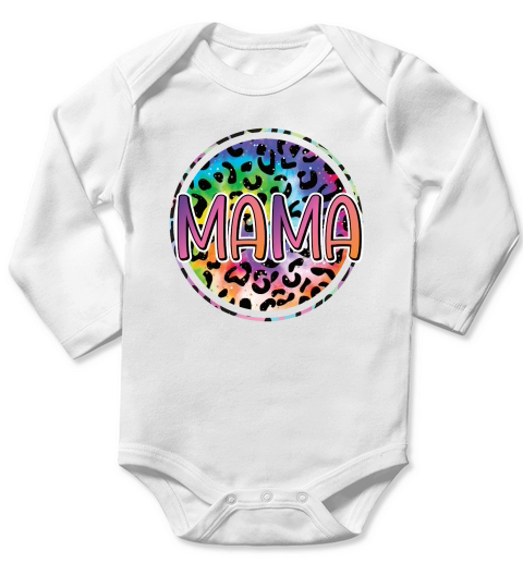 Mama Leopard Mom Mothers Day Long Sleeve Baby One-Piece
