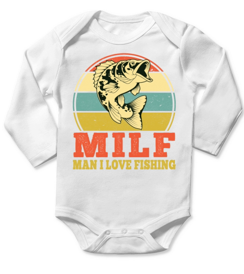 MILF Man I Love Fishing Long Sleeve Baby One-Piece