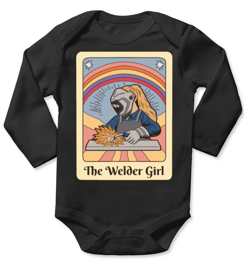 Vintage Welder Girl Tarot Art Long Sleeve Baby One-Piece